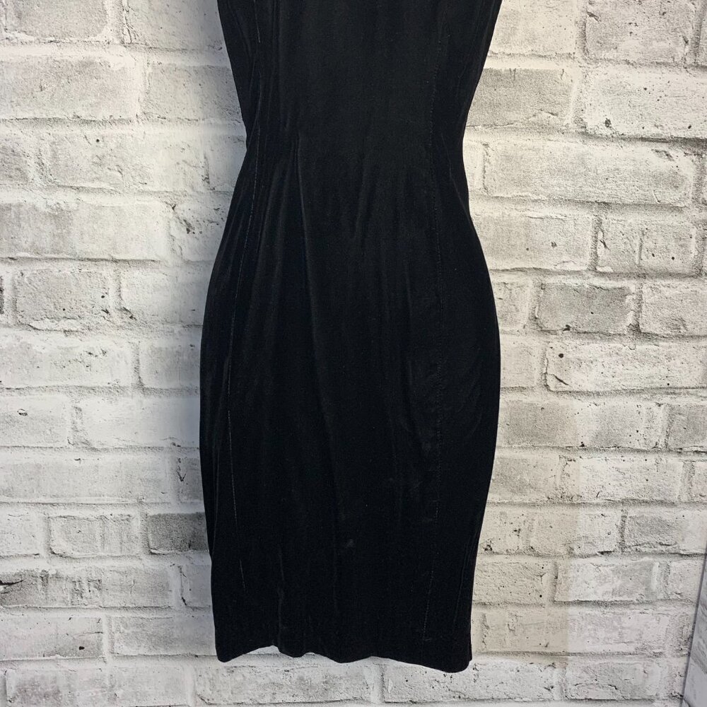 Vintage 90s Y2K Velvet Keyhole Choker Collar Bodycon Witchy Dress - Picture 4 of 16
